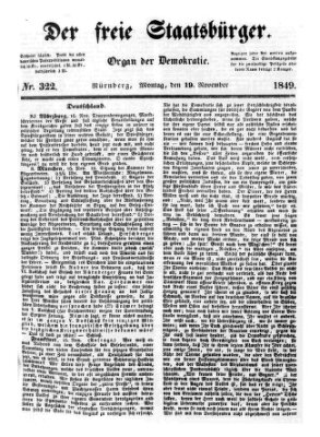 Der freie Staatsbürger Montag 19. November 1849