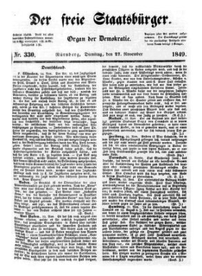 Der freie Staatsbürger Dienstag 27. November 1849