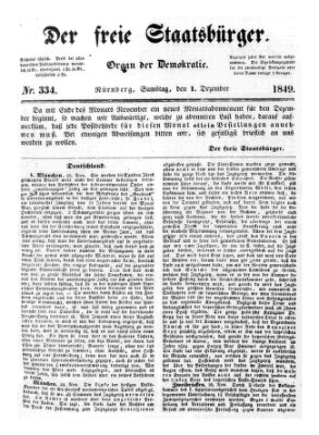 Der freie Staatsbürger Samstag 1. Dezember 1849