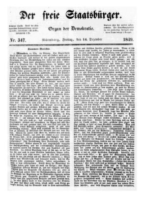 Der freie Staatsbürger Freitag 14. Dezember 1849