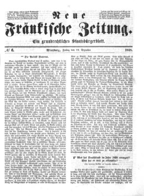 Neue Fränkische Zeitung Freitag 29. Dezember 1848