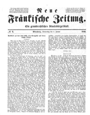 Neue Fränkische Zeitung Donnerstag 4. Januar 1849