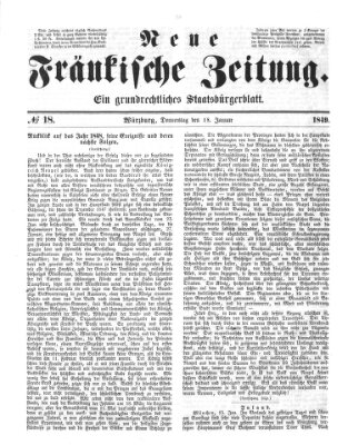 Neue Fränkische Zeitung Donnerstag 18. Januar 1849