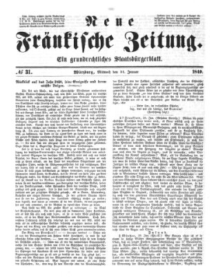 Neue Fränkische Zeitung Mittwoch 31. Januar 1849