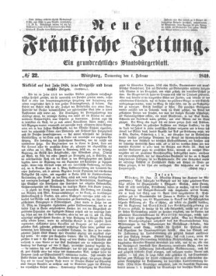 Neue Fränkische Zeitung Donnerstag 1. Februar 1849