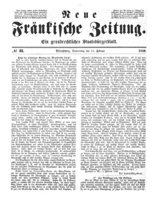 Neue Fränkische Zeitung Donnerstag 15. Februar 1849