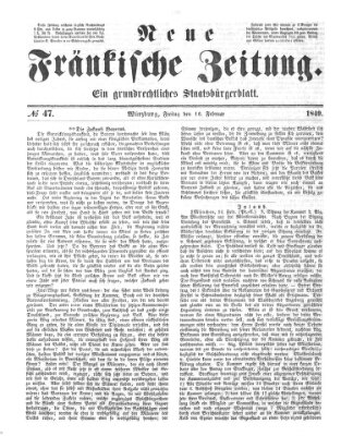 Neue Fränkische Zeitung Freitag 16. Februar 1849