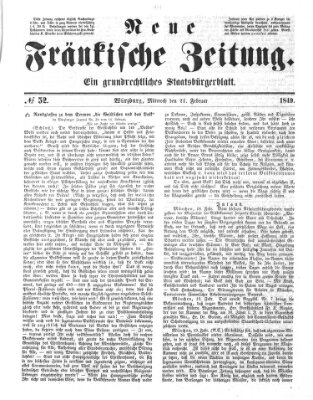 Neue Fränkische Zeitung Mittwoch 21. Februar 1849