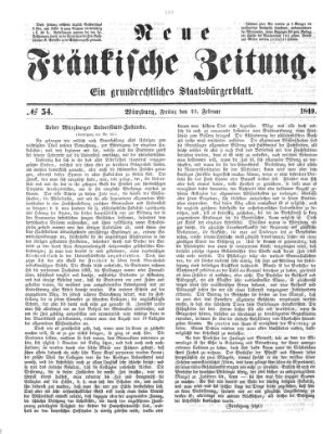 Neue Fränkische Zeitung Freitag 23. Februar 1849