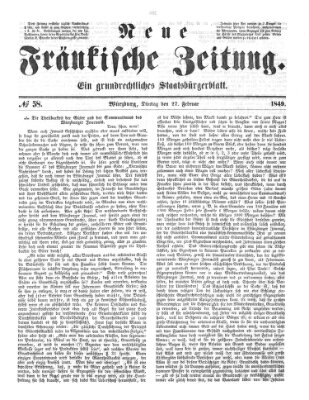 Neue Fränkische Zeitung Dienstag 27. Februar 1849