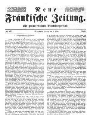 Neue Fränkische Zeitung Freitag 2. März 1849