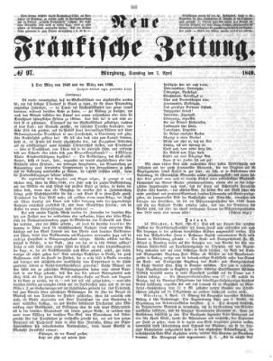 Neue Fränkische Zeitung Samstag 7. April 1849