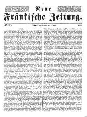 Neue Fränkische Zeitung Mittwoch 18. April 1849