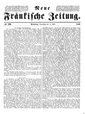 Neue Fränkische Zeitung Donnerstag 19. April 1849