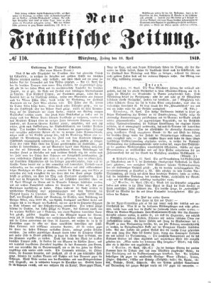 Neue Fränkische Zeitung Freitag 20. April 1849