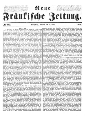 Neue Fränkische Zeitung Mittwoch 25. April 1849