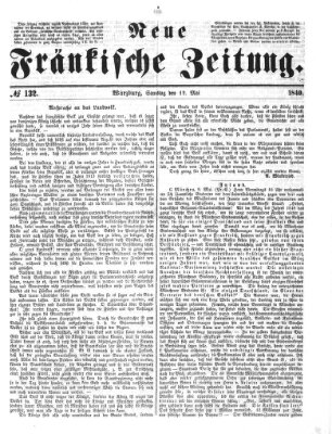 Neue Fränkische Zeitung Samstag 12. Mai 1849