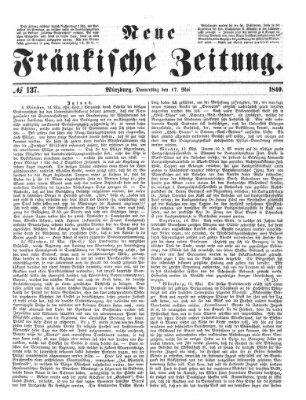 Neue Fränkische Zeitung Donnerstag 17. Mai 1849