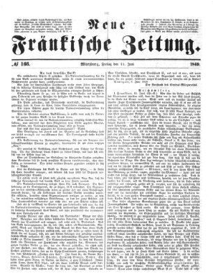 Neue Fränkische Zeitung Freitag 15. Juni 1849