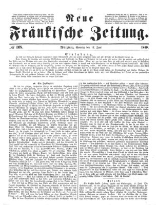 Neue Fränkische Zeitung Sonntag 17. Juni 1849