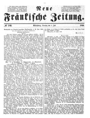 Neue Fränkische Zeitung Sonntag 8. Juli 1849