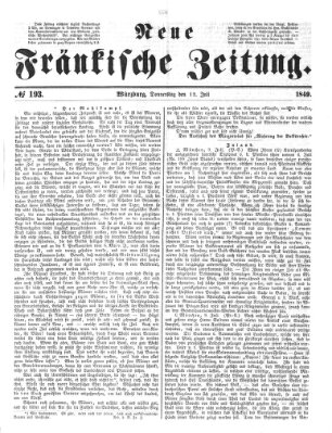 Neue Fränkische Zeitung Donnerstag 12. Juli 1849