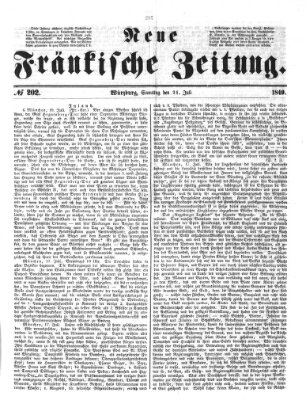 Neue Fränkische Zeitung Samstag 21. Juli 1849