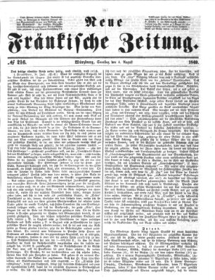 Neue Fränkische Zeitung Samstag 4. August 1849