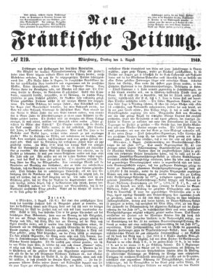 Neue Fränkische Zeitung Dienstag 7. August 1849