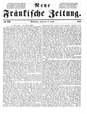 Neue Fränkische Zeitung Freitag 10. August 1849