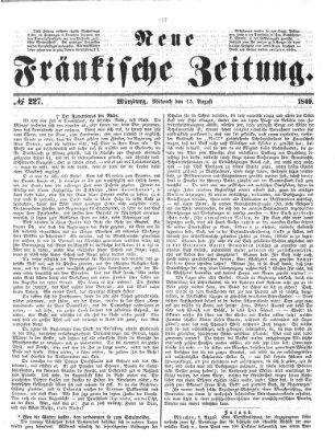 Neue Fränkische Zeitung Mittwoch 15. August 1849