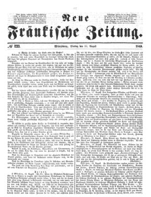 Neue Fränkische Zeitung Dienstag 21. August 1849