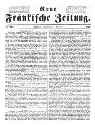 Neue Fränkische Zeitung Samstag 1. September 1849