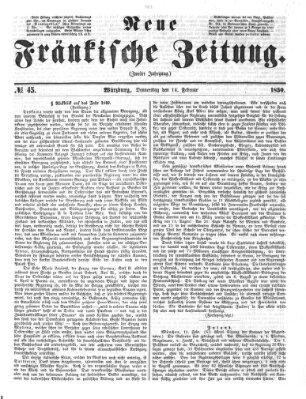 Neue Fränkische Zeitung Donnerstag 14. Februar 1850