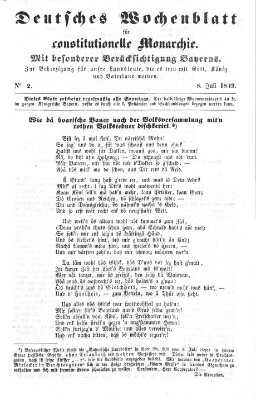 Deutsches Wochenblatt für constitutionelle Monarchie Sonntag 8. Juli 1849