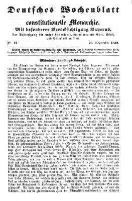 Deutsches Wochenblatt für constitutionelle Monarchie Sonntag 23. September 1849