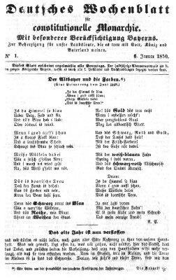 Deutsches Wochenblatt für constitutionelle Monarchie Sonntag 6. Januar 1850