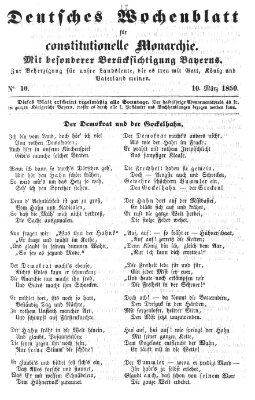 Deutsches Wochenblatt für constitutionelle Monarchie Sonntag 10. März 1850