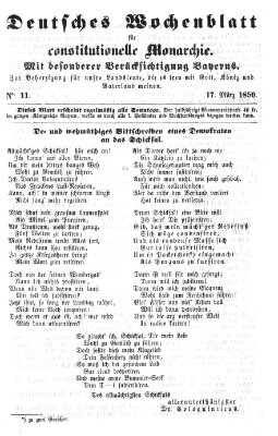 Deutsches Wochenblatt für constitutionelle Monarchie Sonntag 17. März 1850