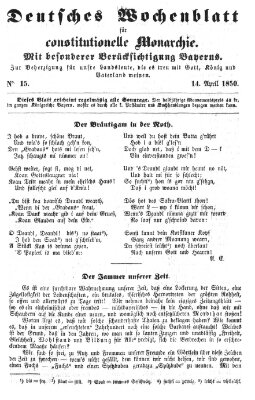 Deutsches Wochenblatt für constitutionelle Monarchie Sonntag 14. April 1850