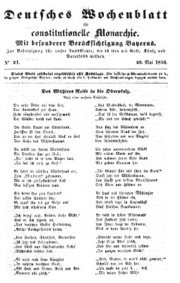 Deutsches Wochenblatt für constitutionelle Monarchie Sonntag 26. Mai 1850