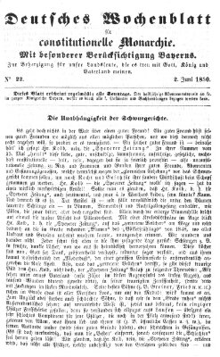 Deutsches Wochenblatt für constitutionelle Monarchie Sonntag 2. Juni 1850