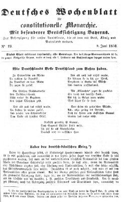 Deutsches Wochenblatt für constitutionelle Monarchie Sonntag 9. Juni 1850