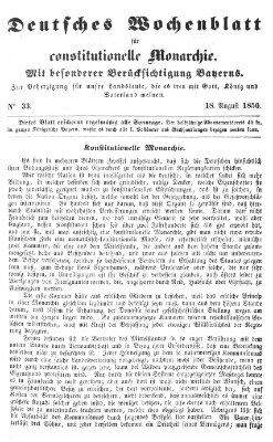 Deutsches Wochenblatt für constitutionelle Monarchie Sonntag 18. August 1850