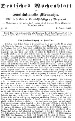 Deutsches Wochenblatt für constitutionelle Monarchie Sonntag 6. Oktober 1850