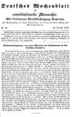 Deutsches Wochenblatt für constitutionelle Monarchie Sonntag 13. Oktober 1850