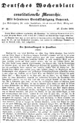 Deutsches Wochenblatt für constitutionelle Monarchie Sonntag 27. Oktober 1850