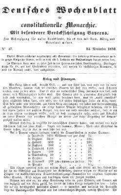 Deutsches Wochenblatt für constitutionelle Monarchie Sonntag 24. November 1850