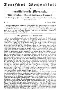 Deutsches Wochenblatt für constitutionelle Monarchie Sonntag 5. Januar 1851