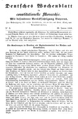 Deutsches Wochenblatt für constitutionelle Monarchie Sonntag 19. Januar 1851